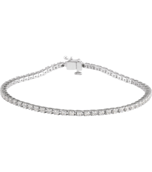 653702 Bracelet Set 14K White Round Lab-Grown Diamond 1.9Mm 2 Ctw Si, G-H 7 14 In Polished Lab-Grown Diamond Line Bracelet