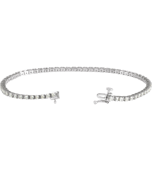 653702 Bracelet Set 14K White Round Lab-Grown Diamond 1.9Mm 2 Ctw Si, G-H 7 14 In Polished Lab-Grown Diamond Line Bracelet