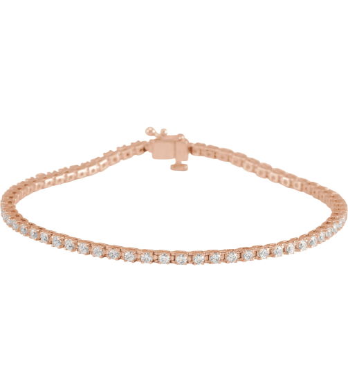 653702 Bracelet Set 14K Rose Round Lab-Grown Diamond 1.9Mm 2 Ctw Si, G-H 7 14 In Polished Lab-Grown Diamond Line Bracelet