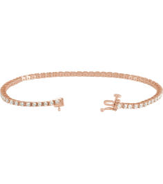 653702 Bracelet Set 14K Rose Round Lab-Grown Diamond 1.9Mm 2 Ctw Si, G-H 7 14 In Polished Lab-Grown Diamond Line Bracelet