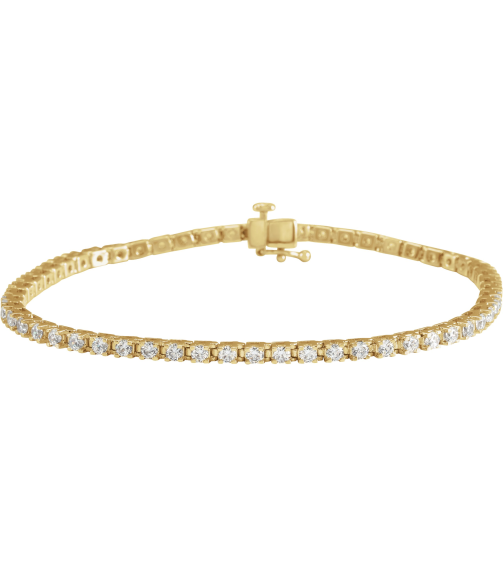 653702 Bracelet Set 14K Yellow Round Lab-Grown Diamond 2.3-2.35 Mm 3 Ctw Si, G-H 7 14 In Polished Lab-Grown Diamond Line Bracelet
