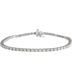 653702 Bracelet Set 14K White Round Lab-Grown Diamond 2.3-2.35 Mm 3 Ctw Si, G-H 7 14 In Polished Lab-Grown Diamond Line Bracelet