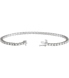 653702 Bracelet Set 14K White Round Lab-Grown Diamond 2.3-2.35 Mm 3 Ctw Si, G-H 7 14 In Polished Lab-Grown Diamond Line Bracelet