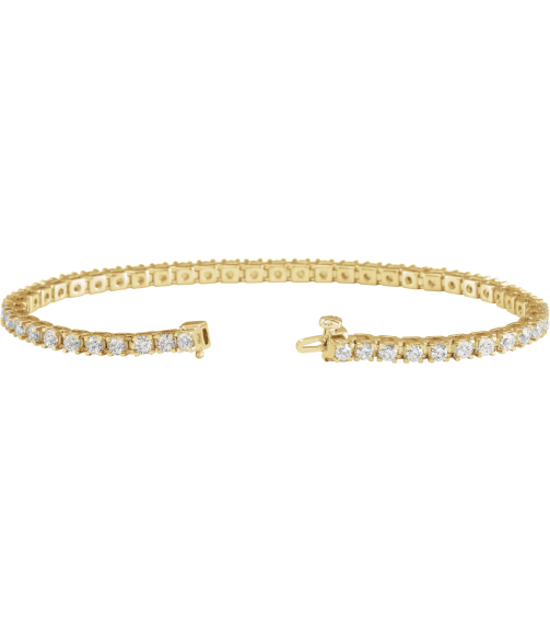 653702 Bracelet Set 14K Yellow Round Lab-Grown Diamond 2.8Mm 4 Ctw Si, G-H 7 14 In Polished Lab-Grown Diamond Line Bracelet