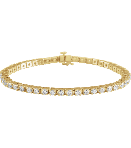 653702 Bracelet Set 14K Yellow Round Lab-Grown Diamond 3.1Mm 5 Ctw Si, G-H 7 14 In Polished Lab-Grown Diamond Line Bracelet