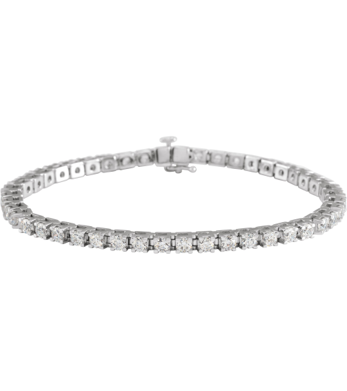 653702 Bracelet Set 14K White Round Lab-Grown Diamond 3.1Mm 5 Ctw Si, G-H 7 14 In Polished Lab-Grown Diamond Line Bracelet