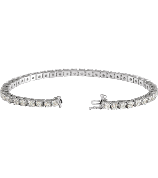 653702 Bracelet Set 14K White Round Lab-Grown Diamond 3.1Mm 5 Ctw Si, G-H 7 14 In Polished Lab-Grown Diamond Line Bracelet