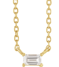 87521 Necklace Set 14K Yellow Straight Baguette Natural Diamond 3.5 X 2Mm 110 Ct Si2-Si3, Ghi 16 In Polished 110 Ct Natural Diamond 4-Prong Solitaire Necklace Center