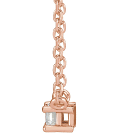 87521 Necklace Set 14K Rose Straight Baguette Natural Diamond 4 X 2Mm 18 Ct Si2-Si3, Ghi 16 In Polished 18 Ct Natural Diamond 4-Prong Solitaire Necklace
