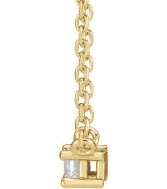 87521 Necklace Set 14K Yellow Straight Baguette Natural Diamond 4 X 2Mm 18 Ct Si2-Si3, Ghi 18 In Polished 18 Ct Natural Diamond 4-Prong Solitaire Necklace