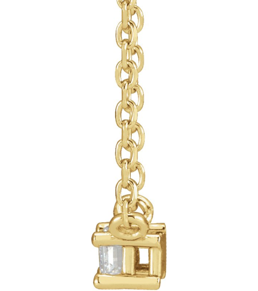 87521 Necklace Set 14K Yellow Straight Baguette Natural Diamond 4 X 2Mm 18 Ct Si2-Si3, Ghi 18 In Polished 18 Ct Natural Diamond 4-Prong Solitaire Necklace
