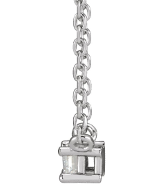 87521 Necklace Set Sterling Silver Straight Baguette Natural Diamond 3.5 X 2Mm 110 Ct Si2-Si3, Ghi 18 In Polished 110 Ct Natural Diamond 4-Prong Solitaire Necklace