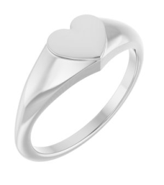 52256 Sterling Silver 6.7 X 6.1 Mm Brush Polished Heart Signet Ring