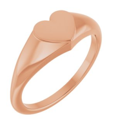 52256 14K Rose 6.7 X 6.1 Mm Brush Polished Heart Signet Ring