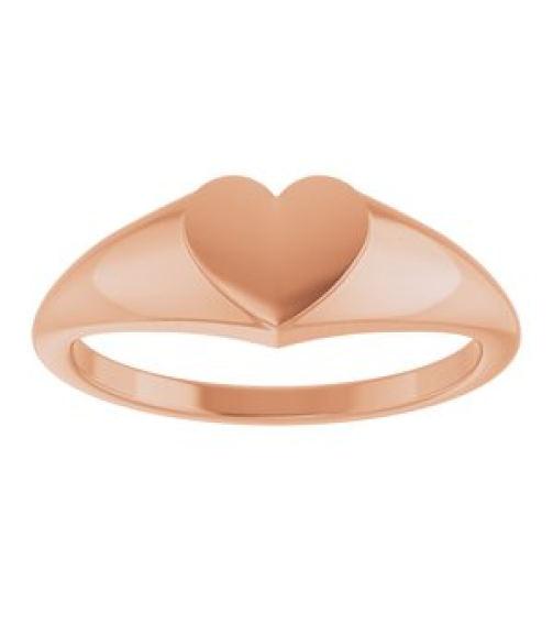 52256 14K Rose 6.7 X 6.1 Mm Brush Polished Heart Signet Ring