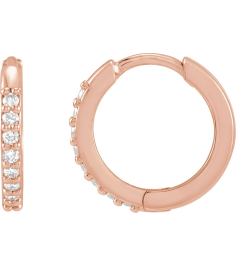 87382 Earring Set 14K Rose 12.5 Mm 1.6 Mm Natural Diamond Round 1.3Mm 18 Ctw I1, Gh Pair Hinged Polished 18 Ctw Natural Diamond Hinged Hoop Earrings