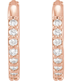 87382 Earring Set 14K Rose 12.5 Mm 1.6 Mm Natural Diamond Round 1.3Mm 18 Ctw I1, Gh Pair Hinged Polished 18 Ctw Natural Diamond Hinged Hoop Earrings
