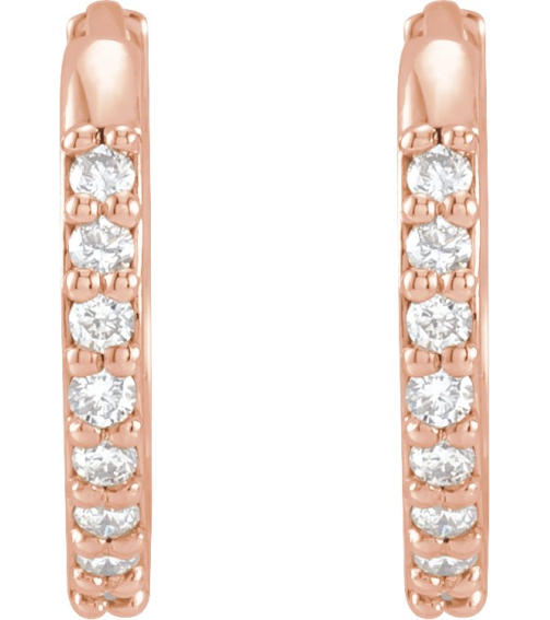 87382 Earring Set 14K Rose 12.5 Mm 1.6 Mm Natural Diamond Round 1.3Mm 18 Ctw I1, Gh Pair Hinged Polished 18 Ctw Natural Diamond Hinged Hoop Earrings