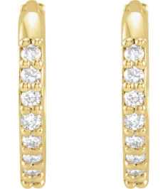 87382 Earring Set 14K Yellow 12.5 Mm 1.6 Mm Natural Diamond Round 1.3Mm 18 Ctw I1, Gh Pair Hinged Polished 18 Ctw Natural Diamond Hinged Hoop Earrings