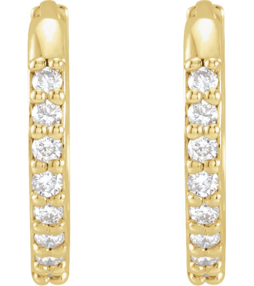 87382 Earring Set 14K Yellow 12.5 Mm 1.6 Mm Natural Diamond Round 1.3Mm 18 Ctw I1, Gh Pair Hinged Polished 18 Ctw Natural Diamond Hinged Hoop Earrings
