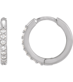 87382 Earring Set 14K White 12.5 Mm 1.6 Mm Natural Diamond Round 1.3Mm 18 Ctw I1, Gh Pair Hinged Polished 18 Ctw Natural Diamond Hinged Hoop Earrings