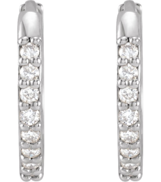 87382 Earring Set 14K White 12.5 Mm 1.6 Mm Natural Diamond Round 1.3Mm 18 Ctw I1, Gh Pair Hinged Polished 18 Ctw Natural Diamond Hinged Hoop Earrings