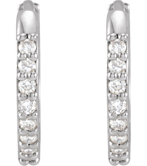 87382 Earring Set 14K White 12.5 Mm 1.6 Mm Natural Diamond Round 1.3Mm 18 Ctw I1, Gh Pair Hinged Polished 18 Ctw Natural Diamond Hinged Hoop Earrings