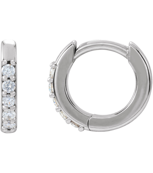 87382 Earring Set Sterling Silver 10 Mm 1.6 Mm Natural Diamond Round 1.3Mm 0.08 Ctw I1, Gh Pair Hinged Polished .08 Ctw Natural Diamond Hinged Hoop Earrings
