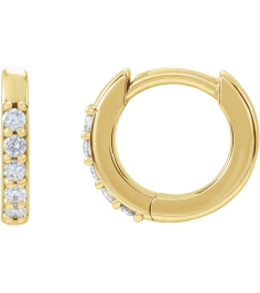 87382 Earring Set 14K Yellow 10 Mm 1.6 Mm Natural Diamond Round 1.3Mm 0.08 Ctw I1, Gh Pair Hinged Polished .08 Ctw Natural Diamond Hinged Hoop Earrings