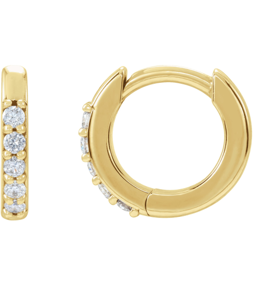 87382 Earring Set 14K Yellow 10 Mm 1.6 Mm Natural Diamond Round 1.3Mm 0.08 Ctw I1, Gh Pair Hinged Polished .08 Ctw Natural Diamond Hinged Hoop Earrings