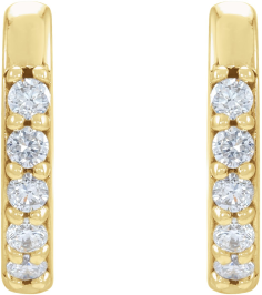87382 Earring Set 14K Yellow 10 Mm 1.6 Mm Natural Diamond Round 1.3Mm 0.08 Ctw I1, Gh Pair Hinged Polished .08 Ctw Natural Diamond Hinged Hoop Earrings