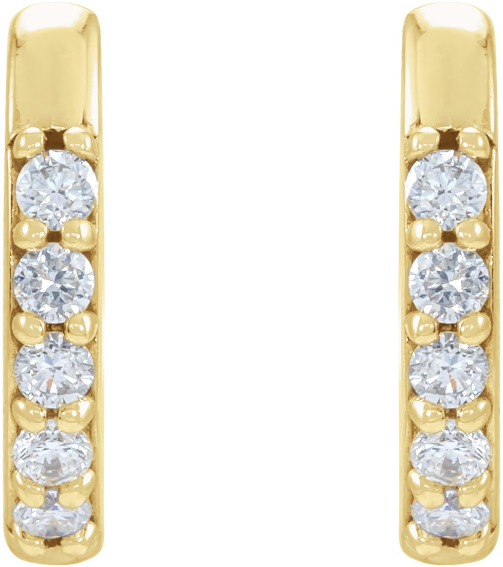 87382 Earring Set 14K Yellow 10 Mm 1.6 Mm Natural Diamond Round 1.3Mm 0.08 Ctw I1, Gh Pair Hinged Polished .08 Ctw Natural Diamond Hinged Hoop Earrings