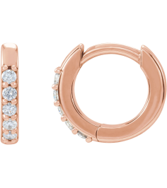 87382 Earring Set 14K Rose 10 Mm 1.6 Mm Natural Diamond Round 1.3Mm 0.08 Ctw I1, Gh Pair Hinged Polished .08 Ctw Natural Diamond Hinged Hoop Earrings