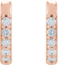 87382 Earring Set 14K Rose 10 Mm 1.6 Mm Natural Diamond Round 1.3Mm 0.08 Ctw I1, Gh Pair Hinged Polished .08 Ctw Natural Diamond Hinged Hoop Earrings