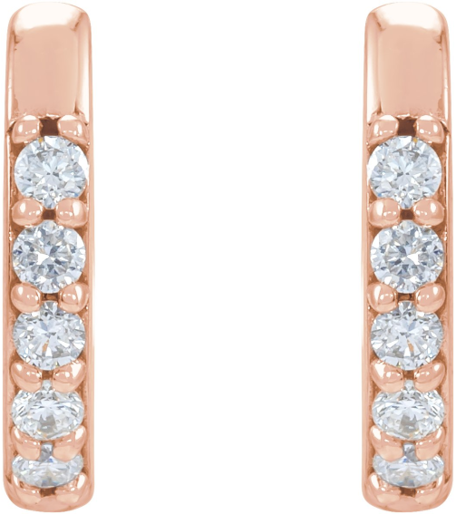 87382 Earring Set 14K Rose 10 Mm 1.6 Mm Natural Diamond Round 1.3Mm 0.08 Ctw I1, Gh Pair Hinged Polished .08 Ctw Natural Diamond Hinged Hoop Earrings