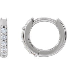 87382 Earring Set Platinum 10 Mm 1.6 Mm Natural Diamond Round 1.3Mm 0.08 Ctw Si2-Si3, Gh Pair Hinged Polished .08 Ctw Natural Diamond Hinged Hoop Earrings