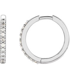 87382 Earring Set 14K White 15 Mm 1.6 Mm Natural Diamond Round 1.3Mm 16 Ctw I1, Gh Pair Hinged Polished 16 Ctw Natural Diamond Hinged Hoop Earrings
