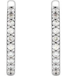 87382 Earring Set 14K White 15 Mm 1.6 Mm Natural Diamond Round 1.3Mm 16 Ctw I1, Gh Pair Hinged Polished 16 Ctw Natural Diamond Hinged Hoop Earrings