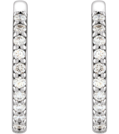 87382 Earring Set 14K White 15 Mm 1.6 Mm Natural Diamond Round 1.3Mm 16 Ctw I1, Gh Pair Hinged Polished 16 Ctw Natural Diamond Hinged Hoop Earrings