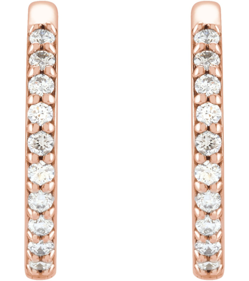 87382 Earring Set 14K Rose 15 Mm 1.6 Mm Natural Diamond Round 1.3Mm 16 Ctw I1, Gh Pair Hinged Polished 16 Ctw Natural Diamond Hinged Hoop Earrings