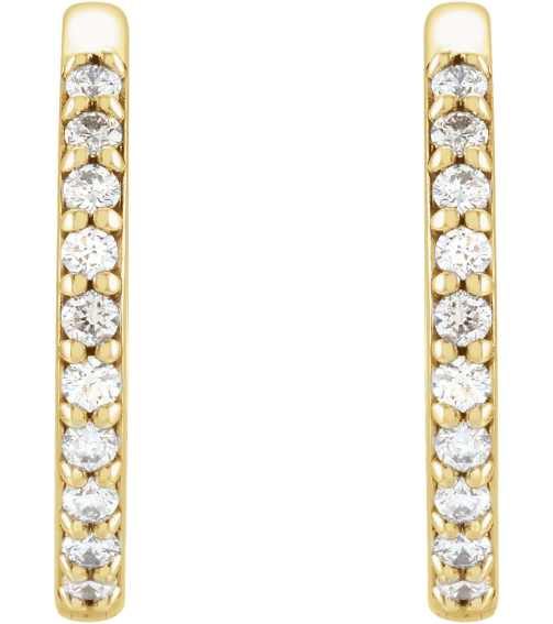 87382 Earring Set 14K Yellow 15 Mm 1.6 Mm Natural Diamond Round 1.3Mm 16 Ctw I1, Gh Pair Hinged Polished 16 Ctw Natural Diamond Hinged Hoop Earrings