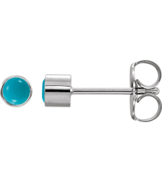 2000316 Earring Set Natural Turquoise Round 3 Mm 14K White Each Friction Back Included Polished Natural Turquoise Bezel-Set Earring