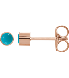 2000316 Earring Set Natural Turquoise Round 3 Mm 14K Rose Each Friction Back Included Polished Natural Turquoise Bezel-Set Earring