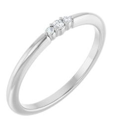 124656 Ring Set 14K White Natural Diamond Round 1.7 Mm Natural Diamond Polished .03 Ctw Natural Diamond Stackable Ring