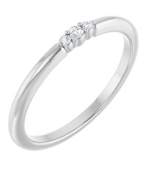 124656 Ring Set 14K White Natural Diamond Round 1.7 Mm Natural Diamond Polished .03 Ctw Natural Diamond Stackable Ring