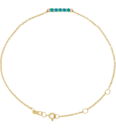 Brc810 Bracelet 14K Yellow Set Natural Turquoise Round 2 Mm 15.67 X 2.32 Mm 6 12-7 12 In Polished Natural Turquoise Minimalist Cabochon Bar Bracelet