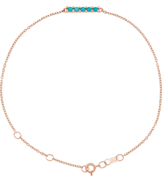 Brc810 Bracelet 14K Rose Set Natural Turquoise Round 2 Mm 15.67 X 2.32 Mm 6 12-7 12 In Polished Natural Turquoise Minimalist Cabochon Bar Bracelet