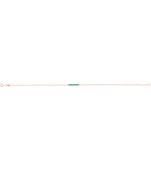 Brc810 Bracelet 14K Rose Set Natural Turquoise Round 2 Mm 15.67 X 2.32 Mm 6 12-7 12 In Polished Natural Turquoise Minimalist Cabochon Bar Bracelet