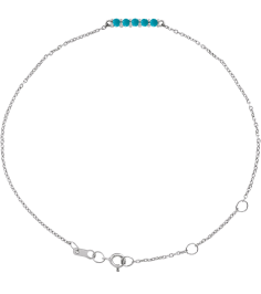 Brc810 Bracelet 14K White Set Natural Turquoise Round 2 Mm 15.67 X 2.32 Mm 6 12-7 12 In Polished Natural Turquoise Minimalist Cabochon Bar Bracelet