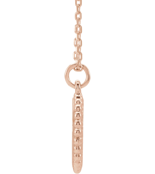 86472 Necklace 18K Rose Gold-Plated Sterling Silver 15.3 X 11.7 Mm 16-18 In Polished Engravable Round Beaded Necklace